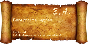 Benyovics Ágnes névjegykártya